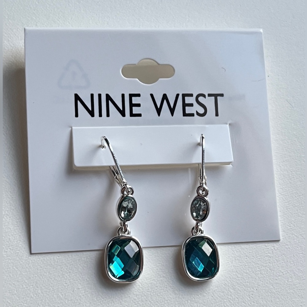 Nine West Silver and Blue Drop Earrings